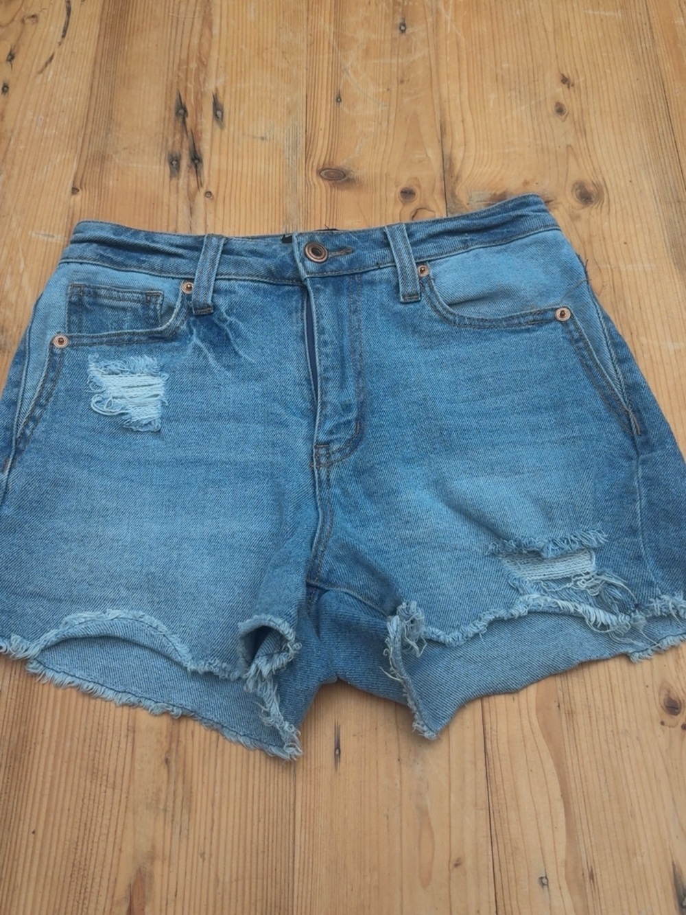 Kendall & Kylie Distressed Light Blue Denim Shorts